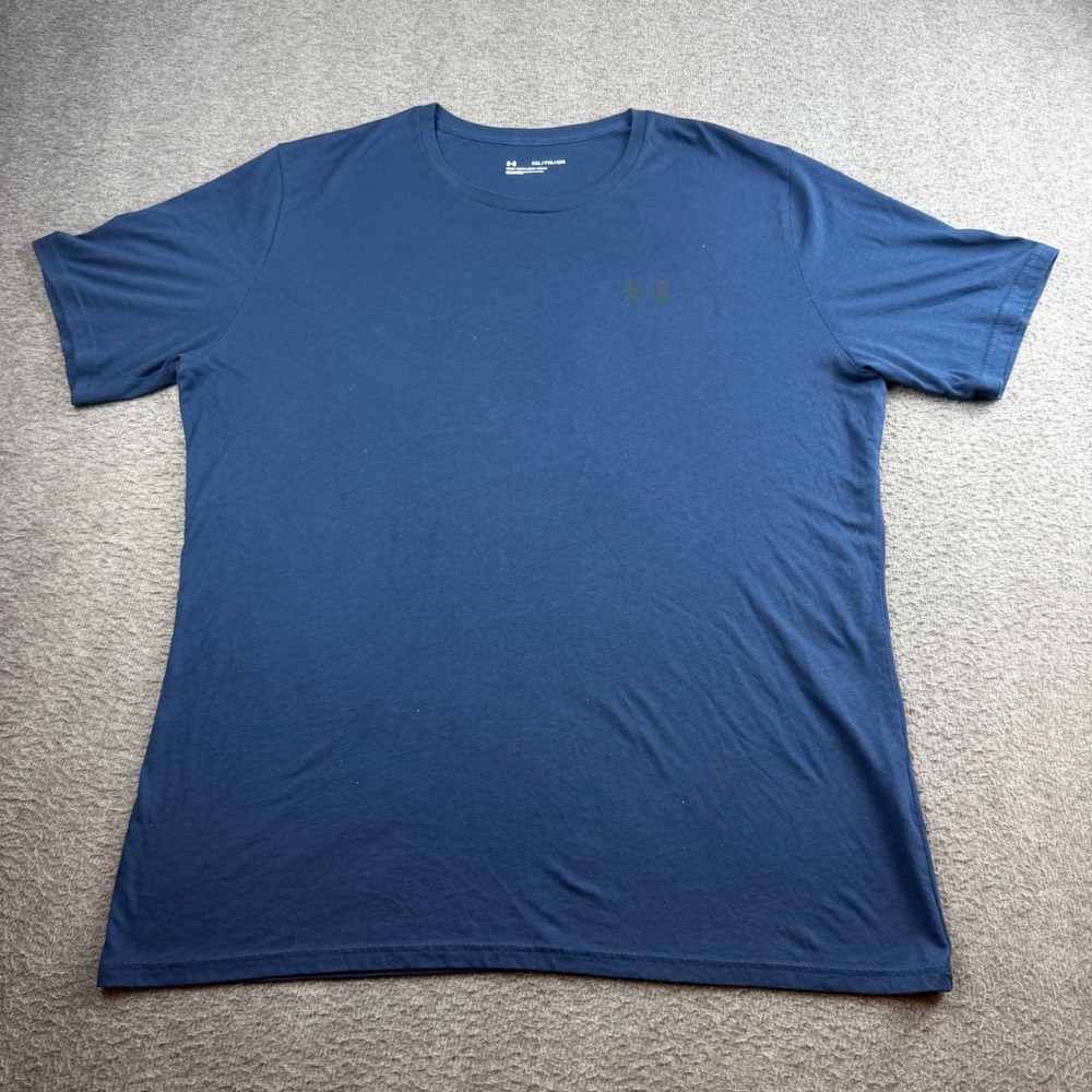 Under Armour T-Shirt Men's XXL Blue Loose Fit Short Sleeve Cotton Blend Logo